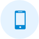 A blue phone icon displayed prominently on a clean white background, symbolizing communication and connectivity.